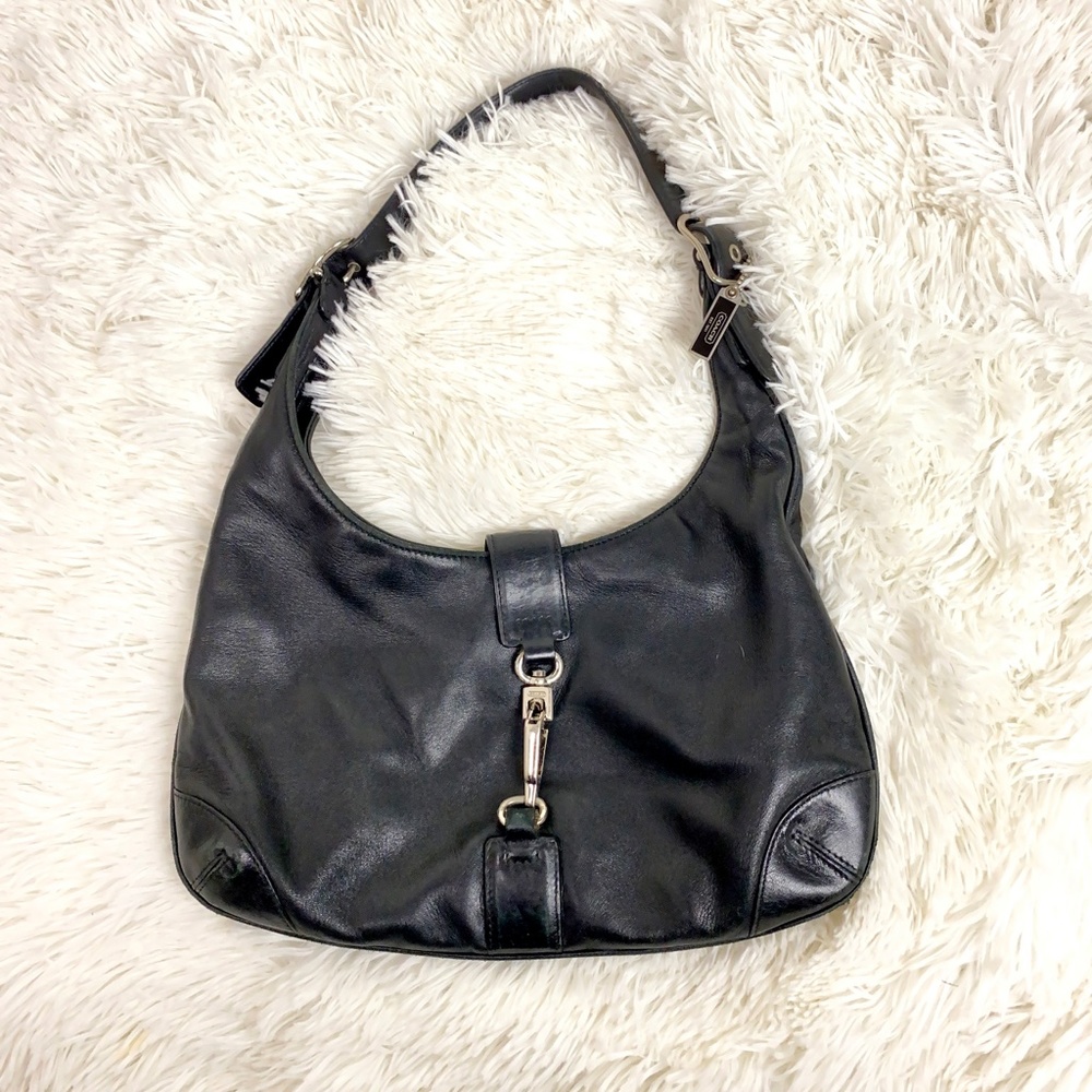 Small Coach Black Leather Hobo Bag